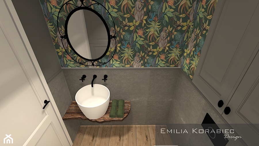 ŁAZIENKI - Mała bez okna z lustrem łazienka, styl vintage - zdjęcie od EMILIA KORABIEC DESIGN