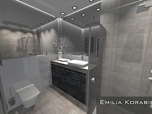 Łazienka z tablicą kredową / mała łazienka z zabudowaną pralką - zdjęcie od EMILIA KORABIEC DESIGN