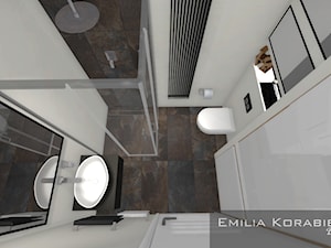 ŁAZIENKI - Mała bez okna z lustrem łazienka, styl nowoczesny - zdjęcie od EMILIA KORABIEC DESIGN
