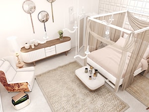 Wizualizacje sypialni - Duża z panelami tapicerowanymi sypialnia, styl glamour - zdjęcie od 3D SFERA