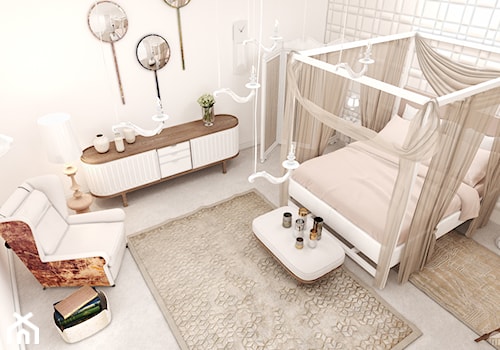 Wizualizacje sypialni - Duża z panelami tapicerowanymi sypialnia, styl glamour - zdjęcie od 3D SFERA