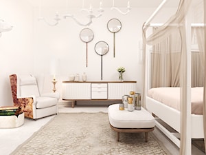Wizualizacje sypialni - Duża biała sypialnia, styl glamour - zdjęcie od 3D SFERA