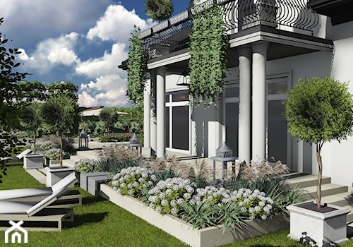 kompleksowy projekt: ogród, elewacja, ogrodzenie - Średni ogród za domem, styl nowoczesny - zdjęcie od KOKON zespół architektoniczny