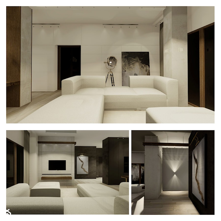 Apartament NA POWIŚLU, Warszawa - Średni biały salon, styl nowoczesny - zdjęcie od KOKON zespół architektoniczny