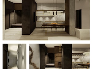 Apartament NA POWIŚLU, Warszawa - Duża czarna szara jadalnia w salonie w kuchni, styl nowoczesny - zdjęcie od KOKON zespół architektoniczny
