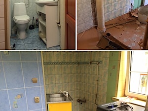Etap głównej rewolucji! Burzenie ścianki między wc a wnęką kuchenną oraz zabudowa kuchni. - zdjęcie od NEUROOM - wspierające pokoje dla dzieci