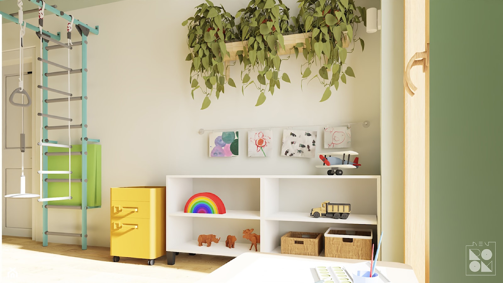 Pokój z łóżkiem piętrowym - Pokój dziecka, styl skandynawski - zdjęcie od NEUROOM - wspierające pokoje dla dzieci - Homebook