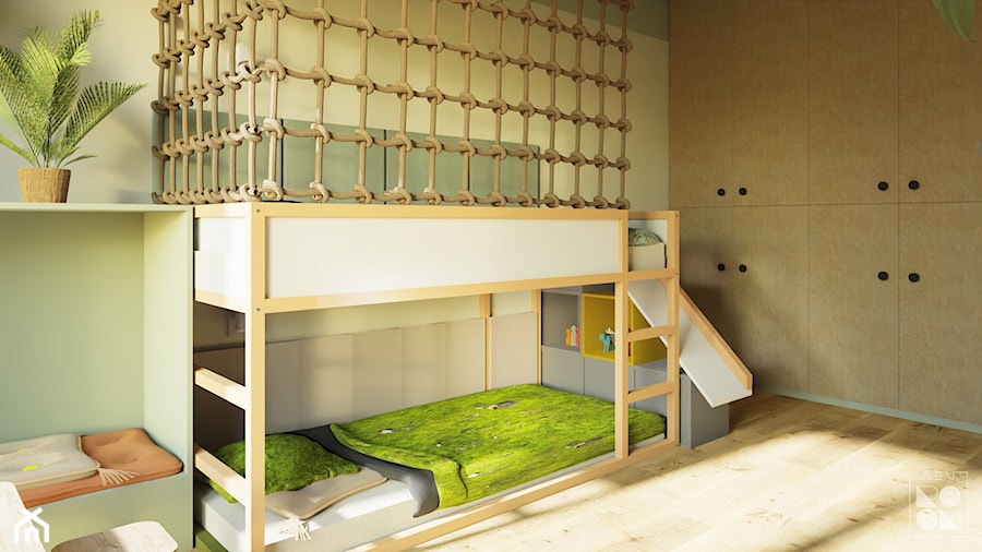 Pokój z łóżkiem piętrowym - Pokój dziecka, styl skandynawski - zdjęcie od NEUROOM - wspierające pokoje dla dzieci