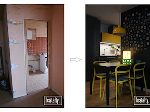 żółto-czarna kuchnia na Oświecenia - Jadalnia, styl nowoczesny - zdjęcie od KSZTAŁTY