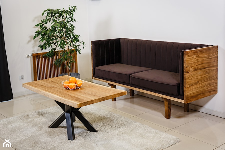 Sofa z drewna orzechowego stolik dębowy CROSS. - zdjęcie od Drewbetex