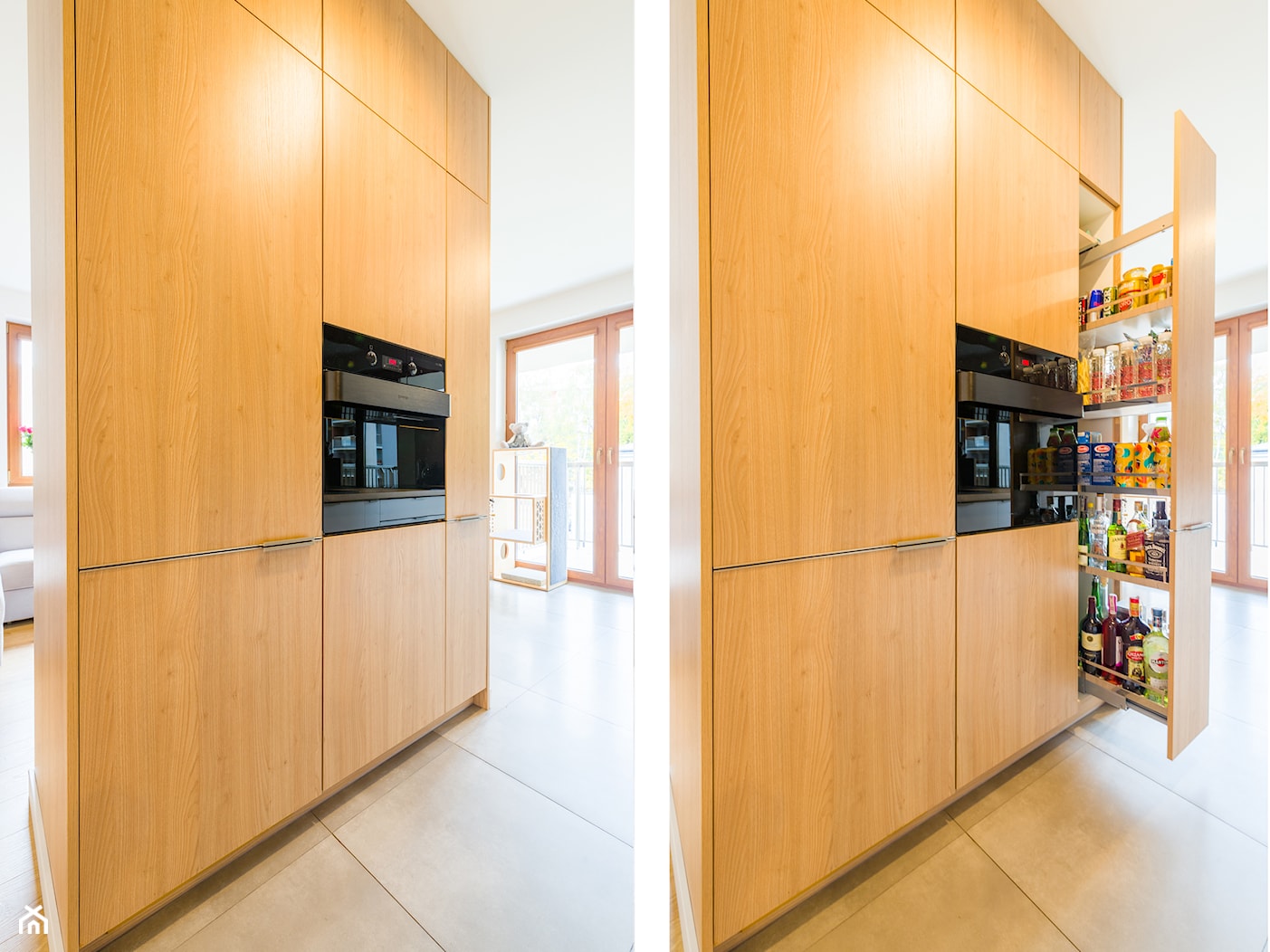 Mieszkanie 60 m2 Osiedle Parkowa - Mała otwarta biała z zabudowaną lodówką kuchnia jednorzędowa z oknem, styl nowoczesny - zdjęcie od Pracownia_A - Homebook