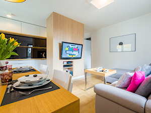 Mieszkanie 60 m2 Osiedle Parkowa - Mały biały salon z jadalnią, styl nowoczesny - zdjęcie od Pracownia_A