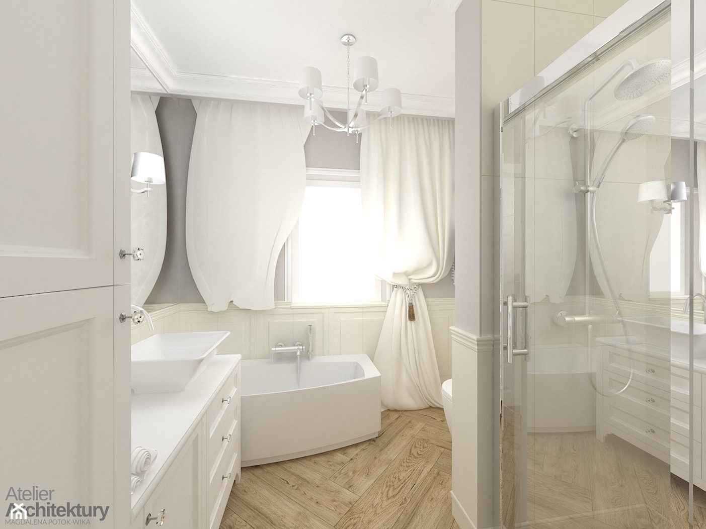 Elegancka łazienka w stylu klasycznym. - zdjęcie od Atelier Architektury - Homebook