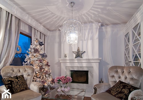 Wnętrze Modern Glamour - Średni biały salon, styl glamour - zdjęcie od Atelier Architektury