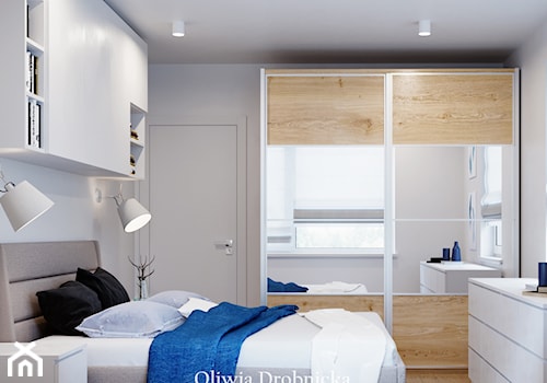Projekt mieszkania na Śląsku - Średnia biała sypialnia, styl nowoczesny - zdjęcie od Projektowanie Wnętrz Oliwia Drobnicka