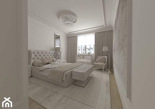 Sypialnia - Średnia biała sypialnia, styl glamour - zdjęcie od KOKOdesign - STUDIO PROJEKTOWE - Polska