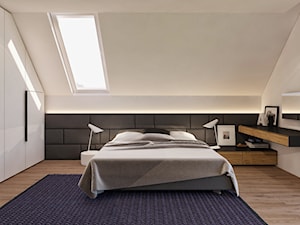 Duża biała sypialnia na poddaszu, styl minimalistyczny - zdjęcie od GISMOARCHITECTS