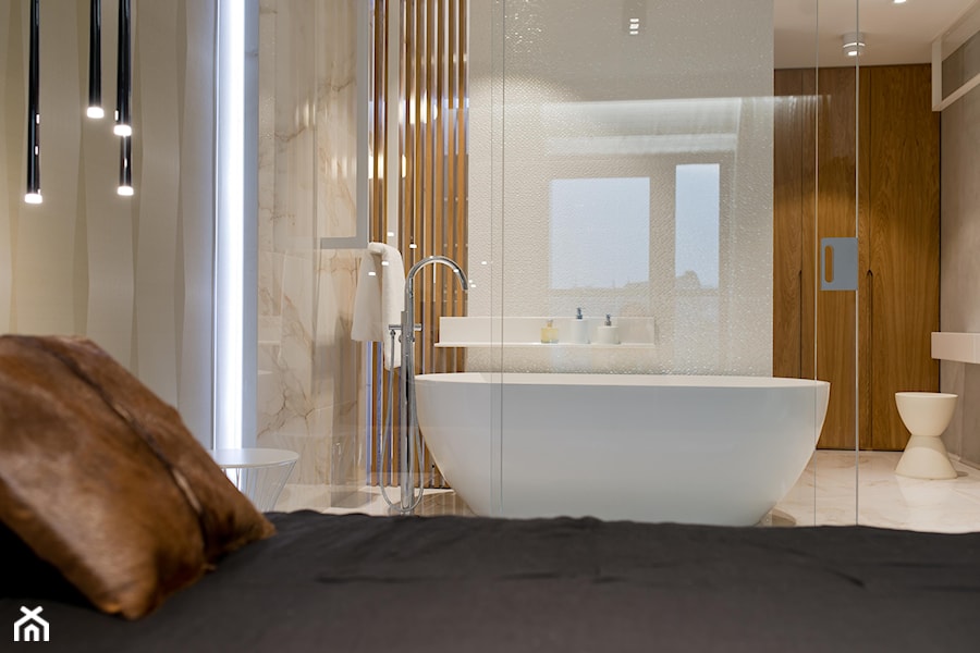 REALIZACJA GDAŃSK - Mała średnia sypialnia z łazienką, styl nowoczesny - zdjęcie od Studio Estima Sopot
