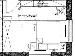 plan pomieszczenia, w rzeczywistości wyszło trochę mniej po 4 cm na każdym wymiarze dlatego powierzchnia pokoju to trochę ponad 14m2 - zdjęcie od habr