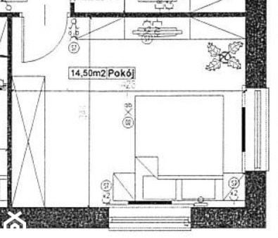 plan pomieszczenia, w rzeczywistości wyszło trochę mniej po 4 cm na każdym wymiarze dlatego powierzchnia pokoju to trochę ponad 14m2 - zdjęcie od habr