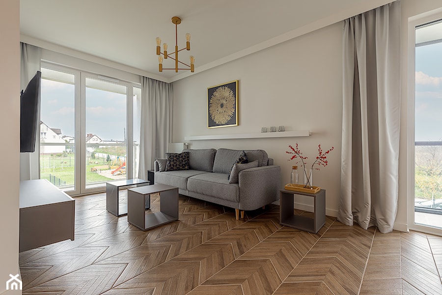 apartament wakacyjny Cetniewo - Salon, styl nowoczesny - zdjęcie od Pszczołowscy projektowanie wnętrz
