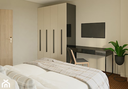 familly room dla SU Bałtyk w Kołobrzegu - Średnia beżowa biała z biurkiem sypialnia, styl nowoczesny - zdjęcie od Pszczołowscy projektowanie wnętrz