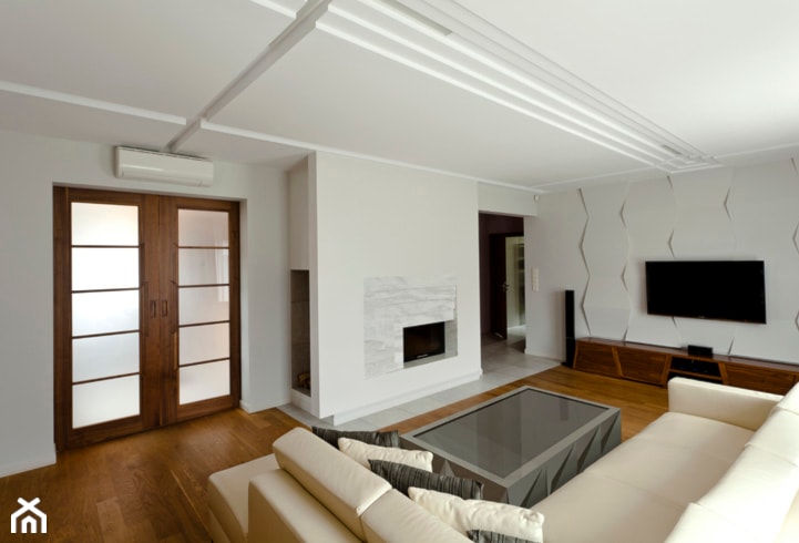 dom jednorodzinny 2010 - Salon, styl nowoczesny - zdjęcie od Pszczołowscy projektowanie wnętrz