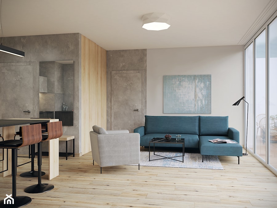 Apartament "Szkwał" - Salon, styl nowoczesny - zdjęcie od Pszczołowscy projektowanie wnętrz