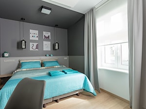 mieszkanie Sopot - Średnia szara z biurkiem sypialnia, styl nowoczesny - zdjęcie od Pszczołowscy projektowanie wnętrz
