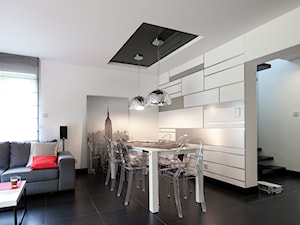 Duża szara jadalnia w salonie, styl nowoczesny - zdjęcie od Inspiration Studio