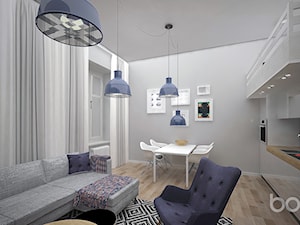 Mieszkanie z antresolą - Średni biały salon z kuchnią z jadalnią, styl skandynawski - zdjęcie od Bocca design