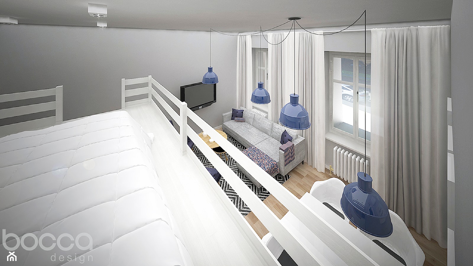 Mieszkanie z antresolą - Sypialnia, styl minimalistyczny - zdjęcie od Bocca design - Homebook
