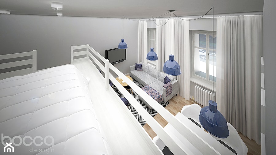 Mieszkanie z antresolą - Sypialnia, styl minimalistyczny - zdjęcie od Bocca design
