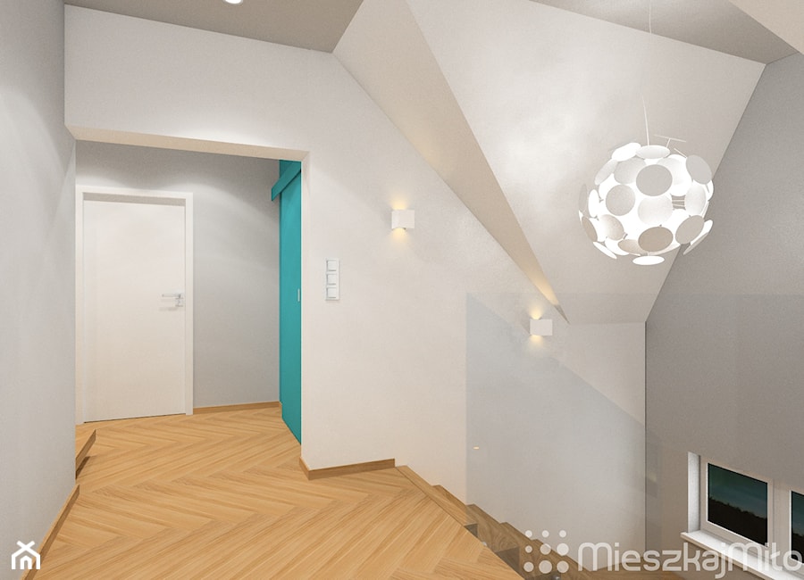 Projekt wnętrza mieszkania - Sosnowiec - Duży biały szary hol / przedpokój - zdjęcie od Pracownia Projektowania Wnętrz "Mieszkaj Miło"