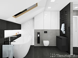 Aranżacja łazienki ze skośnym sufitem - zdjęcie od Pracownia Projektowania Wnętrz "Mieszkaj Miło"