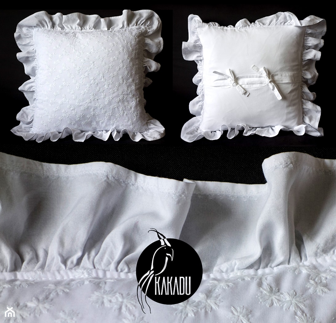 Biała poduszka z falbanami - zdjęcie od Styl i Wnętrze - Homebook