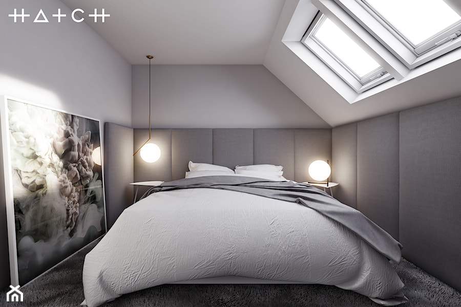 PROJEKT SZEREGOWCA - GDANSK BANINO - Mała szara sypialnia, styl nowoczesny - zdjęcie od HATCH STUDIO