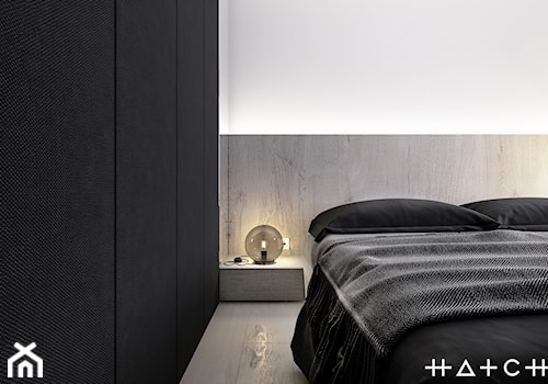 PROJEKT MIESZKANIA - ŁÓDŹ ZDROWIE - Biała sypialnia, styl minimalistyczny - zdjęcie od HATCH STUDIO