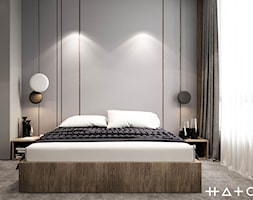 PROJEKT APARTAMENTU W WARSZAWIE KOLONIA SIELCE - Średnia szara sypialnia, styl minimalistyczny - zdjęcie od HATCH STUDIO - Homebook
