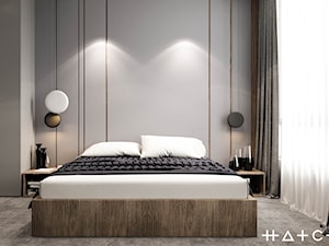 PROJEKT APARTAMENTU W WARSZAWIE KOLONIA SIELCE - Średnia szara sypialnia, styl minimalistyczny - zdjęcie od HATCH STUDIO