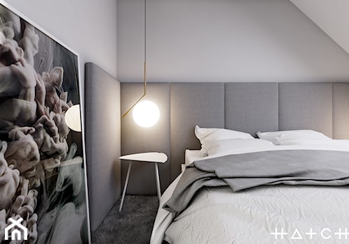 PROJEKT SZEREGOWCA - GDANSK BANINO - Biała sypialnia na poddaszu, styl minimalistyczny - zdjęcie od HATCH STUDIO