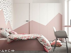 PROJEKT DOMU ŁÓDŹ ZŁOTNO - Średni biały różowy pokój dziecka dla nastolatka dla dziewczynki, styl nowoczesny - zdjęcie od HATCH STUDIO