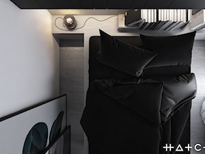 PROJEKT MIESZKANIA - ŁÓDŹ STARE POLESIE II - Mała biała sypialnia, styl minimalistyczny - zdjęcie od HATCH STUDIO