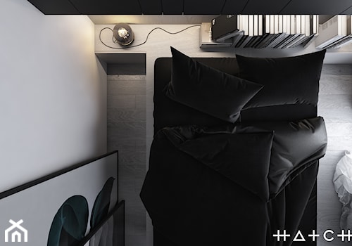 PROJEKT MIESZKANIA - ŁÓDŹ STARE POLESIE II - Mała biała sypialnia, styl minimalistyczny - zdjęcie od HATCH STUDIO