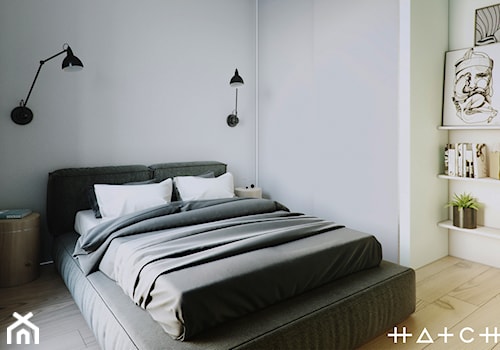 PROJEKT MIESZKANIA - GDAŃSK MORENA - Średnia beżowa szara sypialnia, styl nowoczesny - zdjęcie od HATCH STUDIO