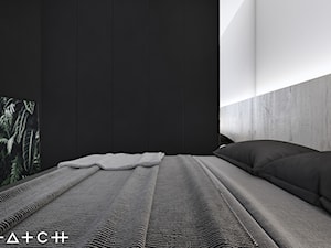 PROJEKT MIESZKANIA - ŁÓDŹ ZDROWIE - Mała biała czarna sypialnia, styl minimalistyczny - zdjęcie od HATCH STUDIO