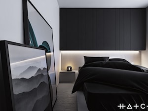 PROJEKT MIESZKANIA - ŁÓDŹ STARE POLESIE II - Mała biała szara sypialnia, styl minimalistyczny - zdjęcie od HATCH STUDIO