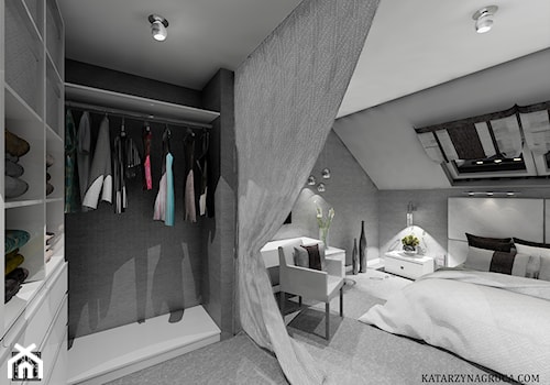 Sypialnia - Średnia otwarta garderoba przy sypialni - zdjęcie od WnętrzaDesign