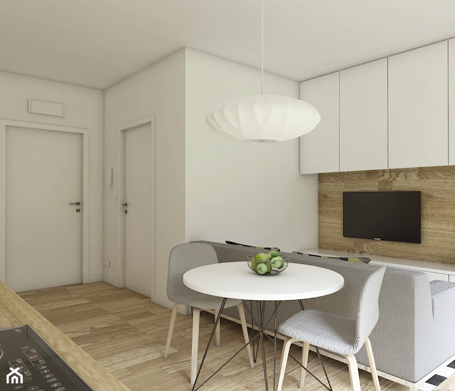 mieszkanie na warszawskiej Woli - Mała biała jadalnia w kuchni, styl nowoczesny - zdjęcie od IdeaSpace