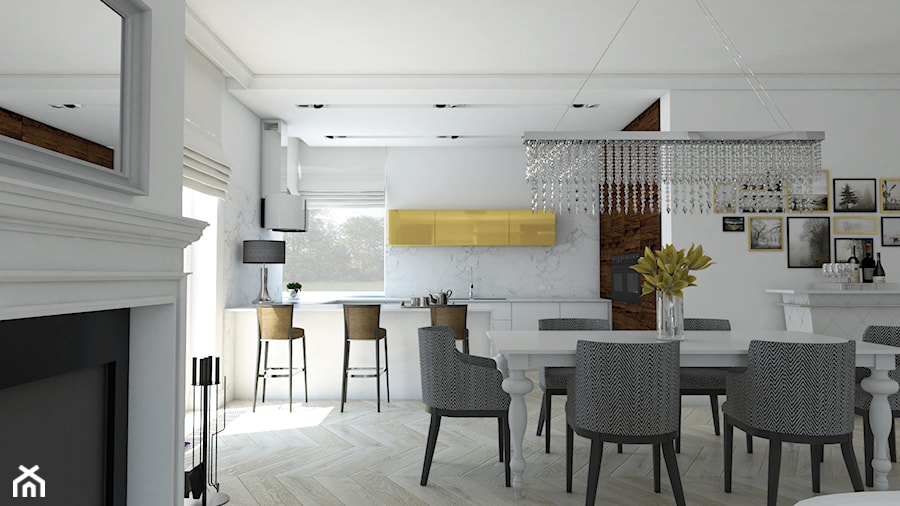 Klasyka & Art Deco - Duża biała jadalnia w kuchni, styl tradycyjny - zdjęcie od IdeaSpace